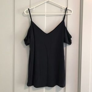 Navy blue cold shoulder shirt